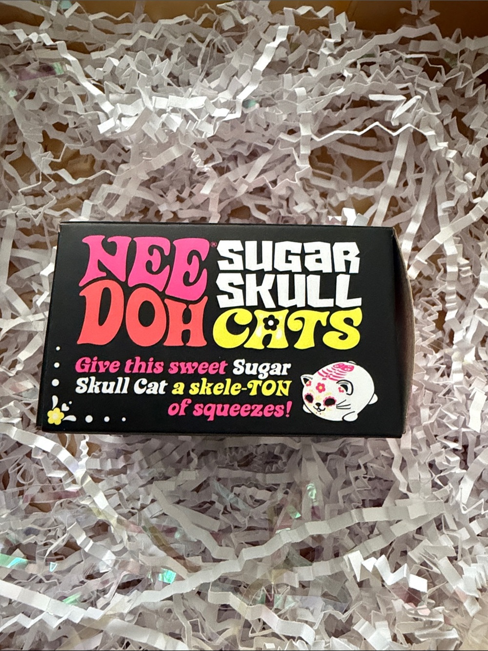 NeeDoh Sugar Skull Cats Squishy - White with Purple & Blue Accents - Picture 5 of 5